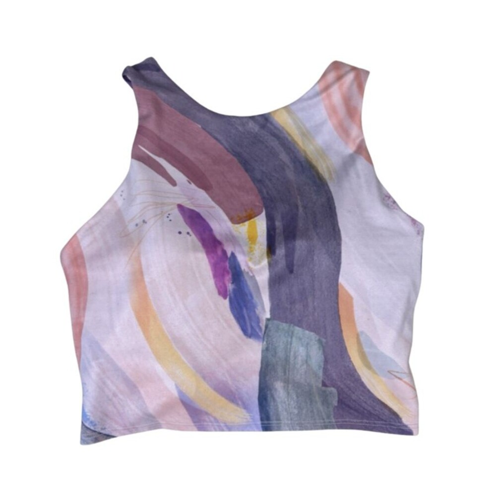 Athleta Conscious Crop Size XS Sports Bra in Vibrance Orchid Watercolor - EUC